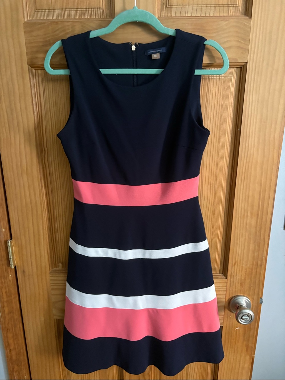 Tommy Hilfiger Navy Mini Dress with Pink and White Stripes